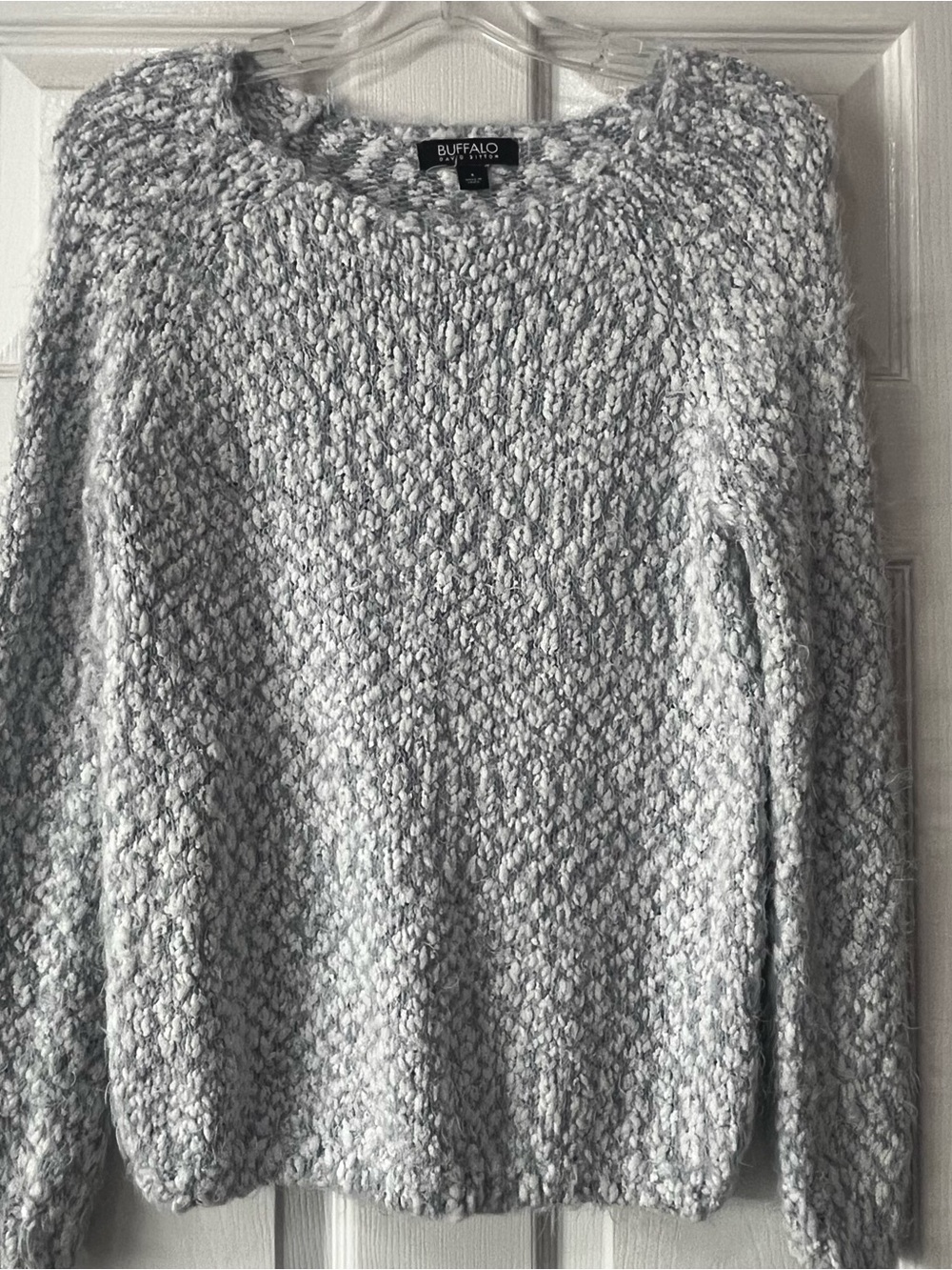 Buffalo David Bitton Gray Plush Bouclé Crewneck Sweater Small
